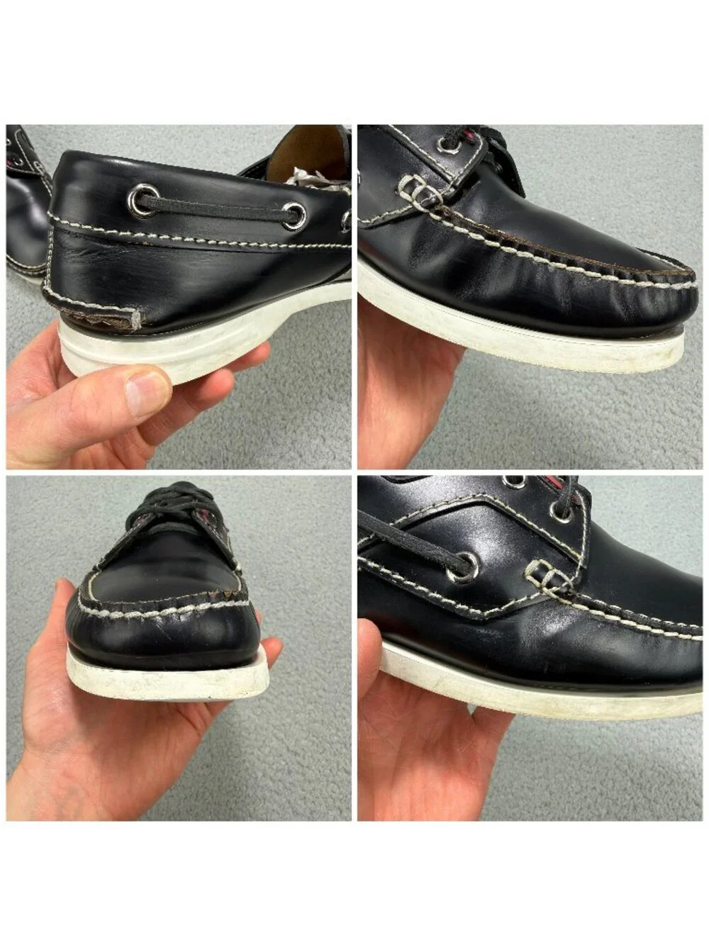 Prada Boat Shoes Men 11 / UK 10 Black Brushed Spazzolato Leather Lace Up Loafers